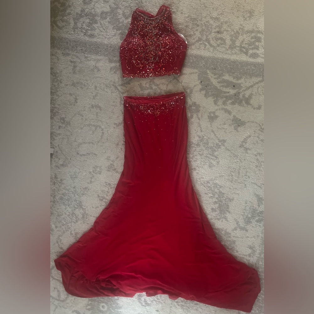 Red 2 piece Prom Dress